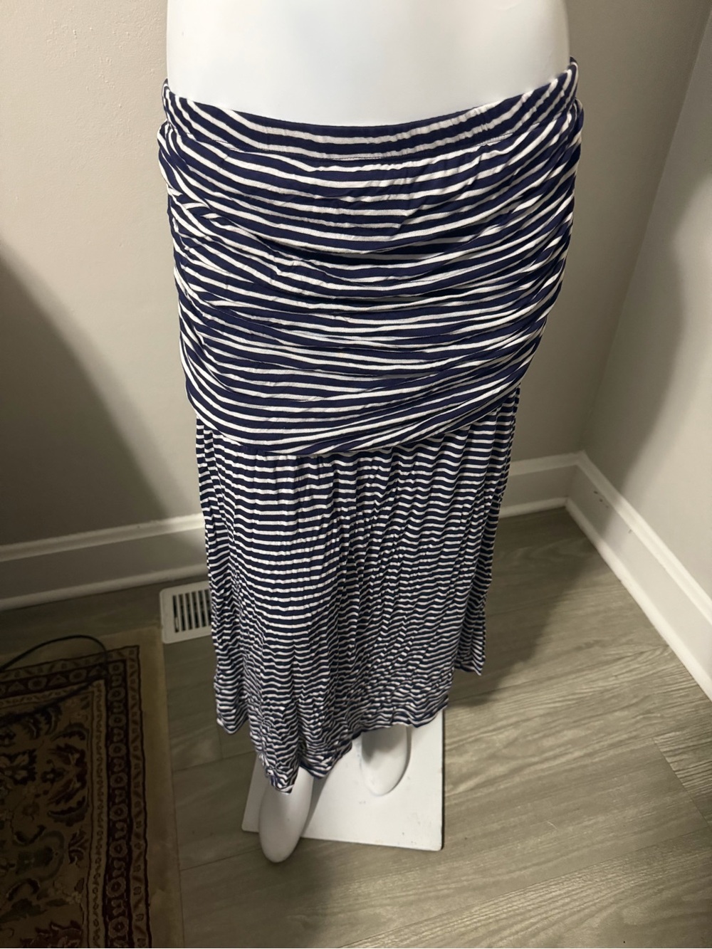 love, Fire Navy and White Striped Maxi Skirt
